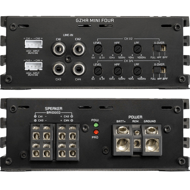Ground Zero Hydrogen GZHA MINI FOUR - 640W Class D 4 Channel Car Speaker Amplifier