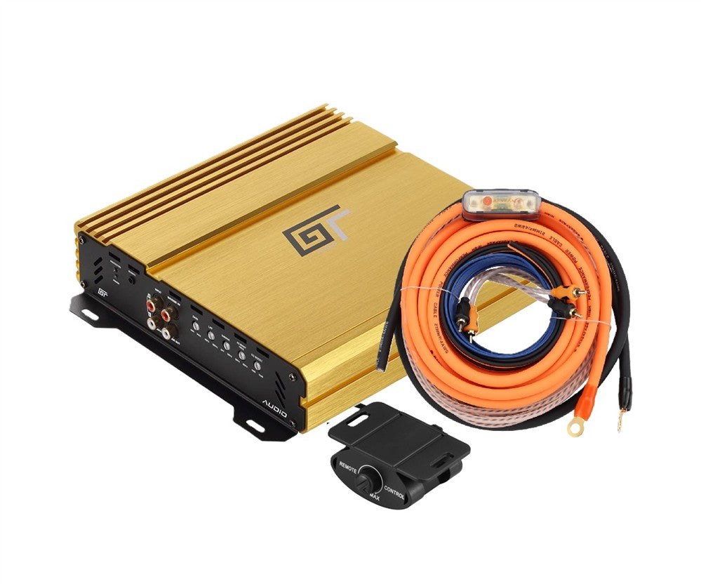 Bassface GT Audio GT-500/x1D Class D Monoblock Subwoofer Amplifier 500w RMS + Volt 4 Power Kit