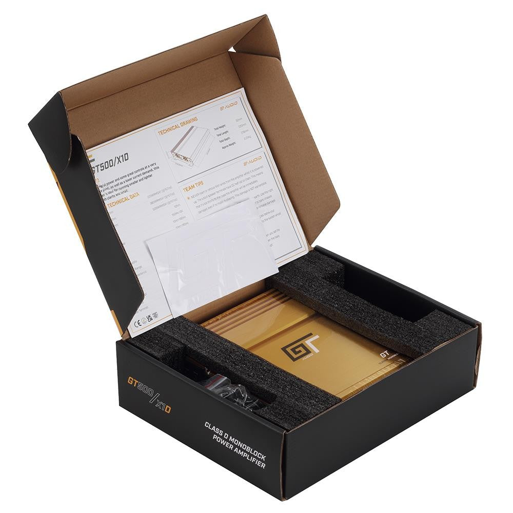 Bassface GT Audio GT-500/x1D Class D Monoblock Subwoofer Amplifier 500w RMS + Volt 4 Power Kit