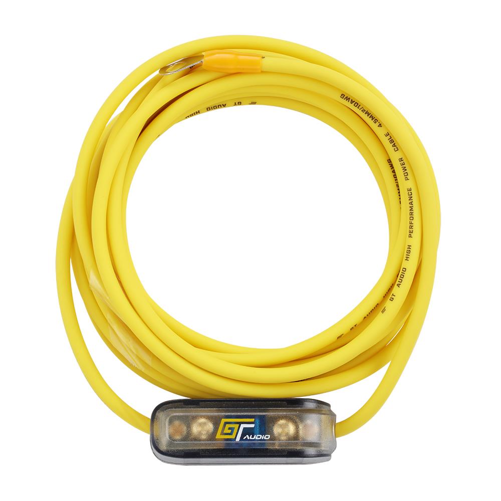 Bassface GT Audio GT-PK10 10AWG (4.5mm) 60A Mini-ANL Fused Prewired & Crimped 5m Super Flexible Amplifier Wiring Kit (9%OFC/252 Strand)