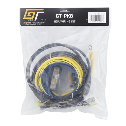 Bassface GT Audio GT-PK8 8AWG (7mm) 80A Mini-ANL Fused Prewired & Crimped 5m Super Flexible Amplifier Wiring Kit (9%OFC/399 Strand)