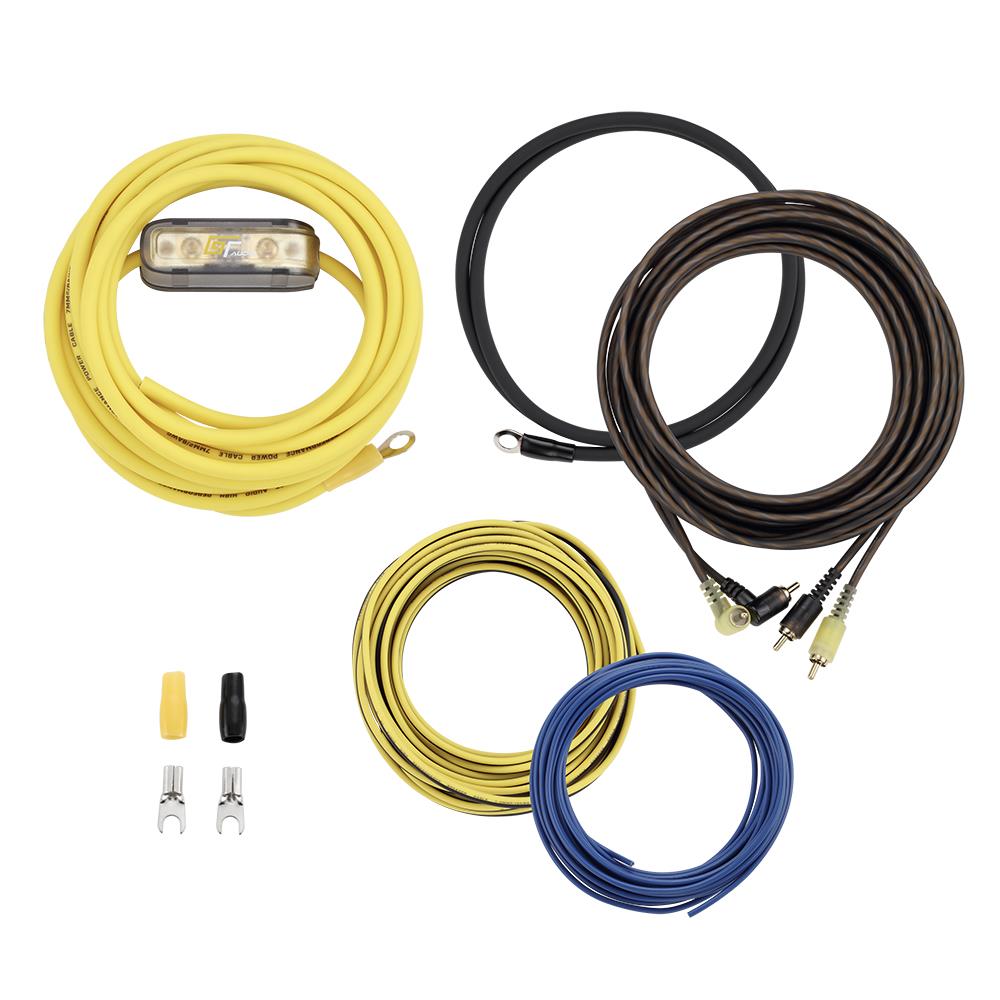 Bassface GT Audio GT-PK8 8AWG (7mm) 80A Mini-ANL Fused Prewired & Crimped 5m Super Flexible Amplifier Wiring Kit (9%OFC/399 Strand)