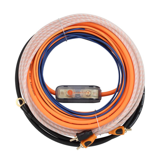Bassface VOLT/8 8AWG (8.3mm) 80A Mini-ANL Fused Prewired & Crimped 5m Super Flexible Amplifier Wiring Kit (30%OFC/469 Strand)